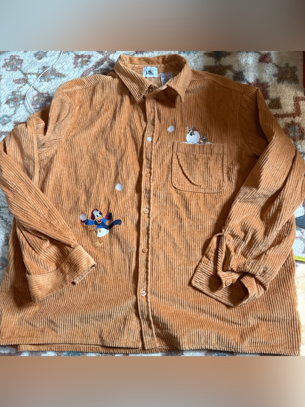 Disney Parks Holiday Homestead Donald Chip N Dale Button Down Shirt L XL New